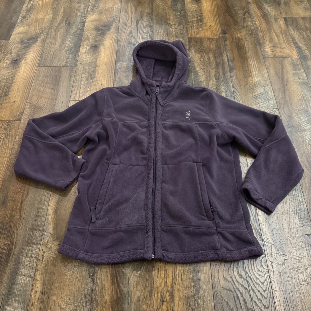 Browning Purple Full Zip Fleece Hoodie Sherpa Lined Jacket Size Large Gorpcore